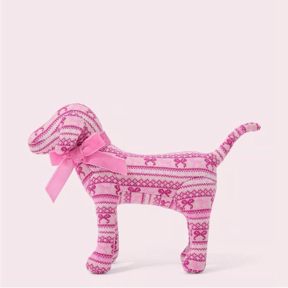 LoveShackFancy x pink coquette bow print stuffed dog (in original gift box)